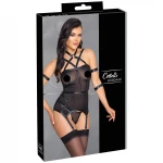 Cottelli Bondage - pántos felső, kar bilincs és tanga (fekete)