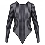 Cottelli - csíkos, ezüstszálas body (fekete) - S-L
