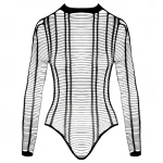 Cottelli - fekete csíkos nyitott body (S-L)