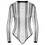 Cottelli - fekete csíkos nyitott body (S-L)