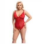 Cottelli Curves - áttetsző csipke body (piros)