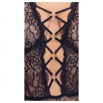 Cottelli Curves Plus Size - átlátszó mintás body (fekete)
