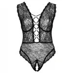 Cottelli Curves Plus Size - átlátszó mintás body (fekete)