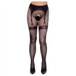 Cottelli Legwear - fekete combfixes nyitott harisnya (S-L)