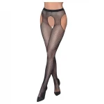 Cottelli Legwear - fekete nyitott, csillogó szexharisnya (S-L)