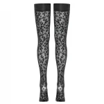 Cottelli Legwear - párduc mintás combfix (fekete)