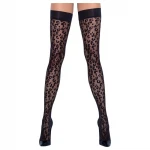 Cottelli Legwear - párduc mintás combfix (fekete)