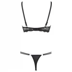 Cottelli - pántos, gyűrűs push-up melltartó és tanga (fekete)