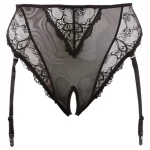 Cottelli Plus Size - csipke harisnyatartós bugyi (fekete)