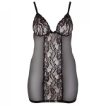Cottelli Plus Size - csipkés átlátszó hálóing (fekete)