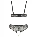 Cottelli Plus Size - gyöngyös melltartó szett (fekete)
