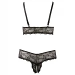 Cottelli Plus Size - csipke melltartó szett (fekete)
