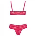 Cottelli Plus Size - puha csipke melltartó szett (piros)