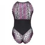 Cottelli Plus Size - virágos body (fekete-lila)