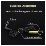 DG-LAB - elektródakábel 2,5 mm-es jackről 2 mm-es tüskékre (fekete)