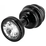 DIOGOL Anni - fekete bordázott butt plug, anál plug (3 cm)