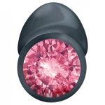 Dorcel Geisha Plug Ruby L - fekete pink köves anál plug (nagy)