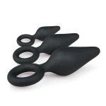 EasyToys - fekete gyűrűs anál plug szett kezdőknek (3 db)