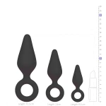 EasyToys - fekete gyűrűs anál plug szett kezdőknek (3 db)