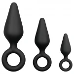 EasyToys - fekete gyűrűs anál plug szett kezdőknek (3 db)