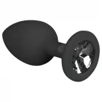 EasyToys Diamond - fehér köves anál plug (kicsi, fekete)