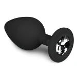 EasyToys Diamond - fehér köves anál plug (közepes, fekete)