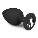 EasyToys Diamond - fehér köves anál plug (nagy, fekete)