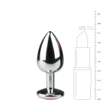 EasyToys Metal No.1 - pink köves kúp anál plug (ezüst, 2,7 cm)