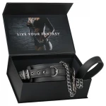 EasyToys - fétis nyakörv és póráz, bondage szett (fekete)