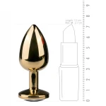 EasyToys Metal No.1 - fehér köves kúp anál plug (arany, 2,5 cm)