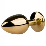EasyToys Metal No.1 - lila köves kúp anál plug (arany, 2,5 cm)