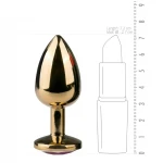 EasyToys Metal No.1 - lila köves kúp anál plug (arany, 2,5 cm)