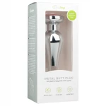 EasyToys Metal No.11 - pink köves kúp anál plug (ezüst, 3,5 cm)