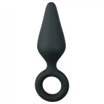 EasyToys Pointy Plug - gyűrűs anál plug - közepes (fekete)