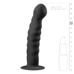 EasyToys Ribbed - tapadókorongos anál dildó (14 cm, fekete)