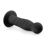 EasyToys Ribbed - tapadókorongos anál dildó (14 cm, fekete)