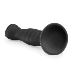 EasyToys Ribbed - tapadókorongos anál dildó (14 cm, fekete)