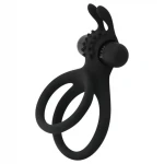 EasyToys Share Ring - vibrációs pénisz- és heregyűrű (fekete)