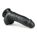 EasyToys - tapadókorongos, herés dildó (20 cm, fekete)