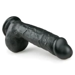 EasyToys - tapadókorongos, herés dildó (22,5 cm, fekete)