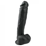 EasyToys - tapadókorongos, herés nagy dildó (26,5 cm, fekete)