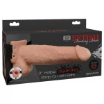 Pipedream Fetish Strap-On 9 - felcsatolható, üreges, spriccelő dildó (testszínű)