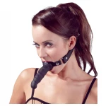Fetish - szájpecek dildóval (fekete)