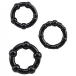 GK Power Beaded - gyöngyös péniszgyűrű szett (fekete) - 3 db