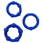GK Power Beaded - gyöngyös péniszgyűrű szett (kék) - 3 db