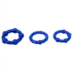 GK Power Beaded - gyöngyös péniszgyűrű szett (kék) - 3 db
