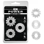 GK Power Gear Up - fogaskerék péniszgyűrű szett (áttetsző)