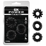 GK Power Gear Up - fogaskerék péniszgyűrű szett (fekete)