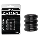 GK Power Quad-play - négyes bordázott péniszgyűrű (fekete)