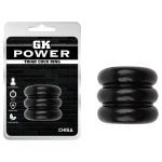 GK Power Triad - hármas bordázott péniszgyűrű (fekete)